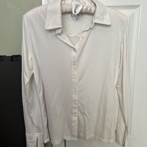 LOFT White Button-Up Shirt